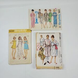 3 Vintage Sewing Patterns Sleepwear Robes Pajamas Uncut